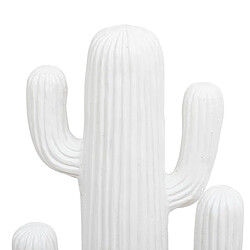 Pegane Lot de 2 Cactus décoratifs, décorations d'extérieur coloris blanc - Longueur 28 x Profondeur 14,5 x Hauteur 57 cm