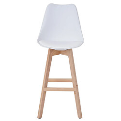 Mendler 2x tabouret de bar Malmö T501, design rétro ~ blanc, siège similicuir blanc, pieds clairs