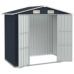 Helloshop26 Abri de jardin cabane cabanon maison de stockage remise extérieur hangar outils robuste 205 x 129 x 183 cm acier galvanisé anthracite 02_0022207