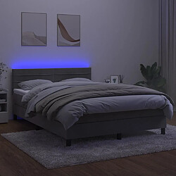 Avis vidaXL Sommier à lattes de lit avec matelas LED Gris clair 140x200 cm