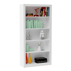 Pegane Etagère, bibliothèque avec 5 tablettes coloris blanc - longueur 91 x profondeur 31 x hauteur 183 cm