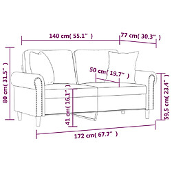 vidaXL Canapé 2 places avec oreillers vert foncé 140 cm velours pas cher