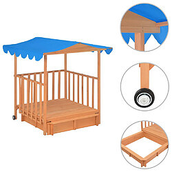 vidaXL Maison de jeu d'enfants et bac à sable Bois de sapin Bleu UV50