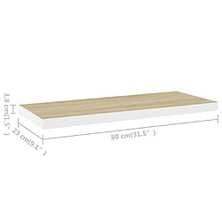 vidaXL Étagère flottante murale chêne et blanc 80x23,5x3,8 cm MDF pas cher