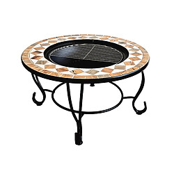 Purline Brasero de jardin incluant un barbecue en carreaux de céramique blanc