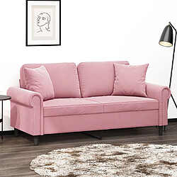 Maison Chic Canapé 2 places avec oreillers,Sofa de Salon,Canapé droit décoratifs rose 140 cm velours -GKD889539