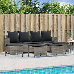 vidaXL Salon de jardin 5 pcs avec coussins gris résine tressée