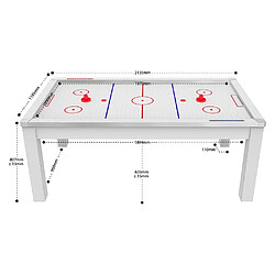 1001jouets Air Hockey convertible table 8 personnes Toronto blanc laqué et blanc (surface de jeu).