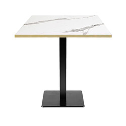 Restootab Table 70x70cm - modèle Milan marbre blanc chants laiton