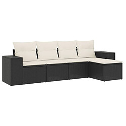 Maison Chic Ensemble de 5 Tables et chaises d'extérieur avec coussins,Salon de jardin noir résine tressée -GKD665702