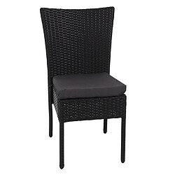 Decoshop26 2x chaises fauteuils pour balcon jardin empilable en poly-rotin noir coussin gris foncé 04_0000264