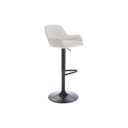 Vente-Unique Tabouret de bar en tissu et métal noir - Hauteur réglable - Crème - ELEANA