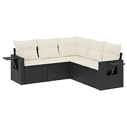 Maison Chic Salon de jardin 5 pcs avec coussins | Ensemble de Table et chaises | Mobilier d'Extérieur noir résine tressée -GKD13924