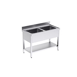 Plonge Inox Professionnelle Double et Etagère Gamme 600 - Distform