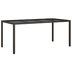 vidaXL Table de jardin Marron 190x90x75 cm Verre trempé/résine tressée