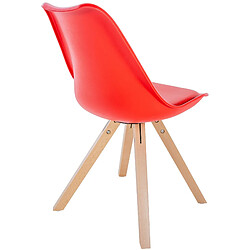 Decoshop26 Chaise de salle à manger x1 style scandinave assise en plastique rouge et pieds carrés en bois clair 10_0001455 pas cher