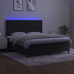 Acheter Maison Chic Lit adulte- Lit + matelas + LED,Sommier à lattes de lit matelas et LED Noir 180x200 cm Velours -GKD96525