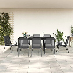 vidaXL Ensemble à manger de jardin 9 pcs noir textilène et acier