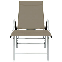 Helloshop26 Transat chaise longue bain de soleil lit de jardin terrasse meuble d'extérieur textilène et aluminium taupe 02_0012934