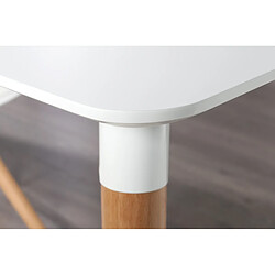 Acheter Vivenla Table coloris blanc scandinave carré plateau laqué et piètement en bois massif L.80 x P.80 x H.75 cm Collection Verberkt