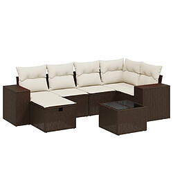 vidaXL Salon de jardin avec coussins 7 pcs marron résine tressée