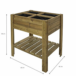 Acheter Potager sur Pieds Gardiun 75 L 40x80x88 cm Bois Traité et Toile de Paillage