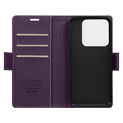 CaseMe Étui pour Xiaomi 14 Portefeuille Anti-RFID Clapet Support Horizontal Violet Foncé