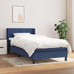 Maison Chic Structures de lit + matelas,Lit à sommier tapissier avec matelas Bleu 90x190 cm Tissu -MN20294