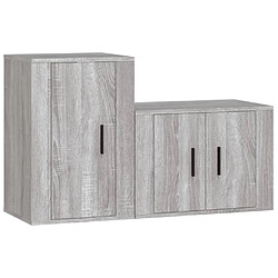 Maison Chic Ensemble de meubles TV 2 pcs pour salon - Sonoma gris Bois d'ingénierie -MN45422