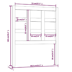 vidaXL Tête de lit Noir 80,5x4x100 cm Bois massif de pin pas cher