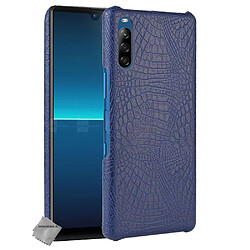 Htdmobiles Coque rigide simili cuir crocodile pour Sony Xperia L4 + film ecran - BLEU FONCE