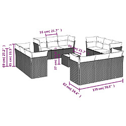 Avis vidaXL Salon de jardin avec coussins 13 pcs marron résine tressée