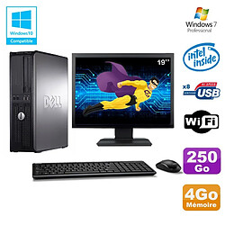 Lot PC DELL Optiplex 780 DT Intel E7500 2.93Ghz 4Go 250Go WIFI Win 7 + Ecran 19"" - Occasion