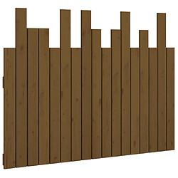 vidaXL Tête de lit murale Marron miel 108x3x80 cm Bois massif de pin