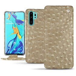 Housse cuir Huawei P30 Pro - Rabat vertical - Autruche desert ( Pantone #A39382 ) - NOREVE