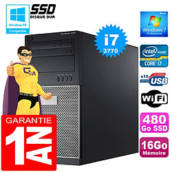 PC Tour DELL 7010 Core I7-3770 Ram 16Go Disque 480 Go SSD Graveur DVD Wifi W7 - Occasion