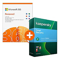 Microsoft 365 Personnel + Kaspersky Total Security - Licence 1 an - 1 utilisateur - A télécharger