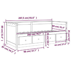 vidaXL Lit de jour sans matelas blanc 80x200 cm bois de pin massif pas cher