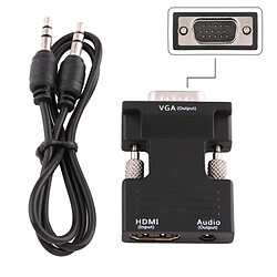 Acheter Wewoo Pour Projecteur, Moniteur, Téléviseurs Noir HDMI Femelle à VGA Convertisseur Mâle avec Adaptateur de Sortie Audio