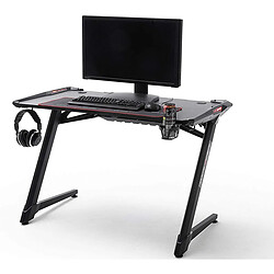 Pegane Table de jeu / bureau de jeu à éclairage changeant de couleur LED noir - Longueur 120 x Hauteur 77 x Profondeur 64 cm