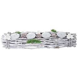 Avis Mendler Couronne de l'avent, bois, 60x16x9cm, blanc-gris ~ bougies blanches