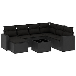 Maison Chic Salon de jardin 8 pcs avec coussins | Ensemble de Table et chaises | Mobilier d'Extérieur noir résine tressée -GKD91869