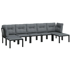 Avis Maison Chic Salon de jardin 7 pcs - Table et chaises d'extérieur - Mobilier/Meubles de jardin Moderne noir et gris résine tressée -MN16535