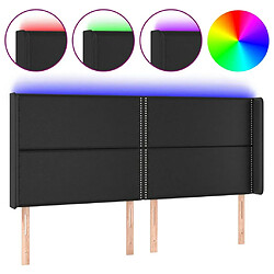 Maison Chic Tête de lit scandinave à LED,meuble de chambre Noir 163x16x118/128 cm Similicuir -MN35527