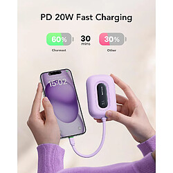 Avis SANAG Batterie Externe Avec Câbles Intégrés, 20W 10000Mah Power Bank Charge Rapide, Mini Usb C Chargeur Portable Avec Écran Led, Compatible Avec Iphone 15/14/13/12 Samsung (Violet)