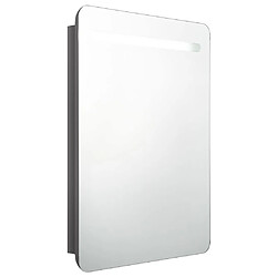 vidaXL Armoire de salle de bain à miroir LED gris brillant 60x11x80 cm