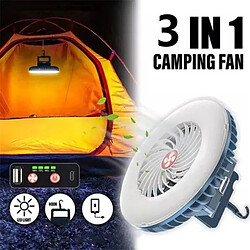 Ventilateur De Tente Étanche 3 En 1 Lampe De Camping Ventilateur Portable Lumière De Randonnée