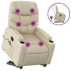 Maison Chic Fauteuil Relax pour salon, Fauteuil inclinable de massage Crème Similicuir -GKD95523