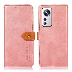 Etui en PU fermoir magnétique doré antichoc avec support or rose pour votre Xiaomi 12 Pro