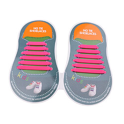 facile sans cravates lacets élastique silicone plat chaussure en dentelle pour les enfants rose